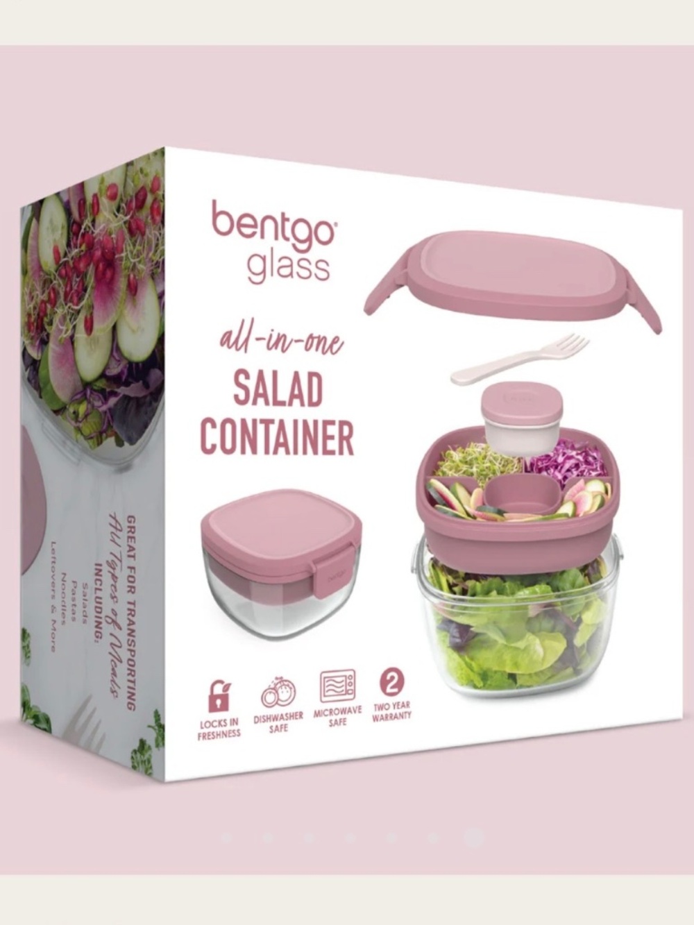 🥬Bentgo Glass All-In-One Salad Container - Rose🥬